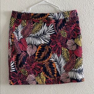 Rafaella Pink and Yellow Leaf Print Mini Skirt
